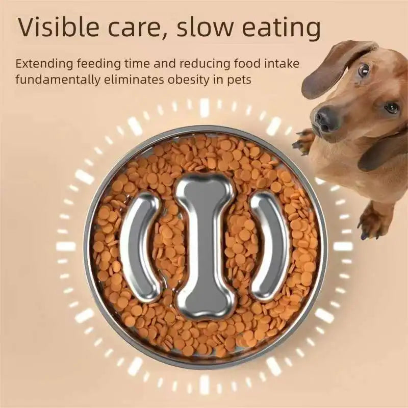 Nixie Stainless Steel Puzzle Slow Feeder Bowl for Dogs Dog Slow Feeder Bowl Nixie