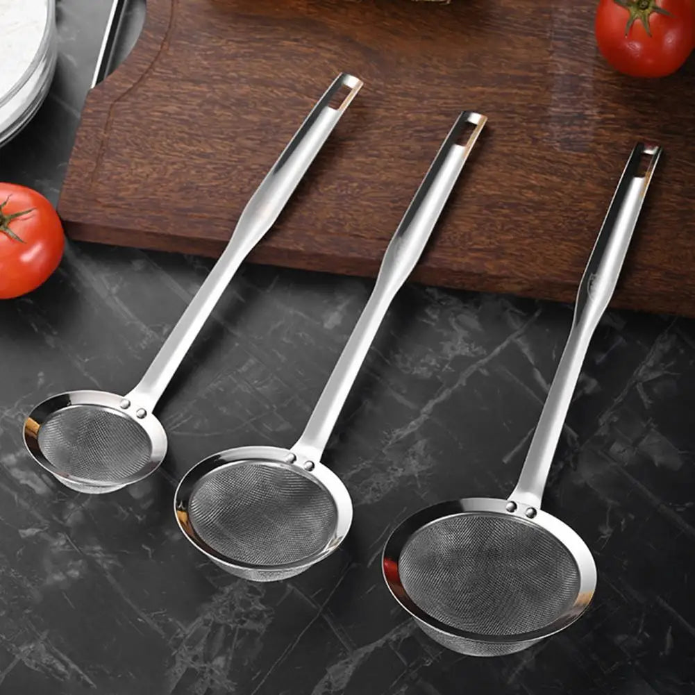 Stainless Steel Fine Mesh Skimmer – Long Handle Strainer Spoon Mesh Skimmer Strainer Nixie