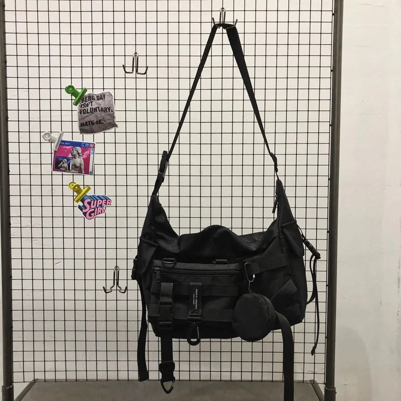 Unisex Harajuku Nylon Crossbody Messenger Bag | Nixie BB-1021 Crossbody Messenger Bag Nixie Black