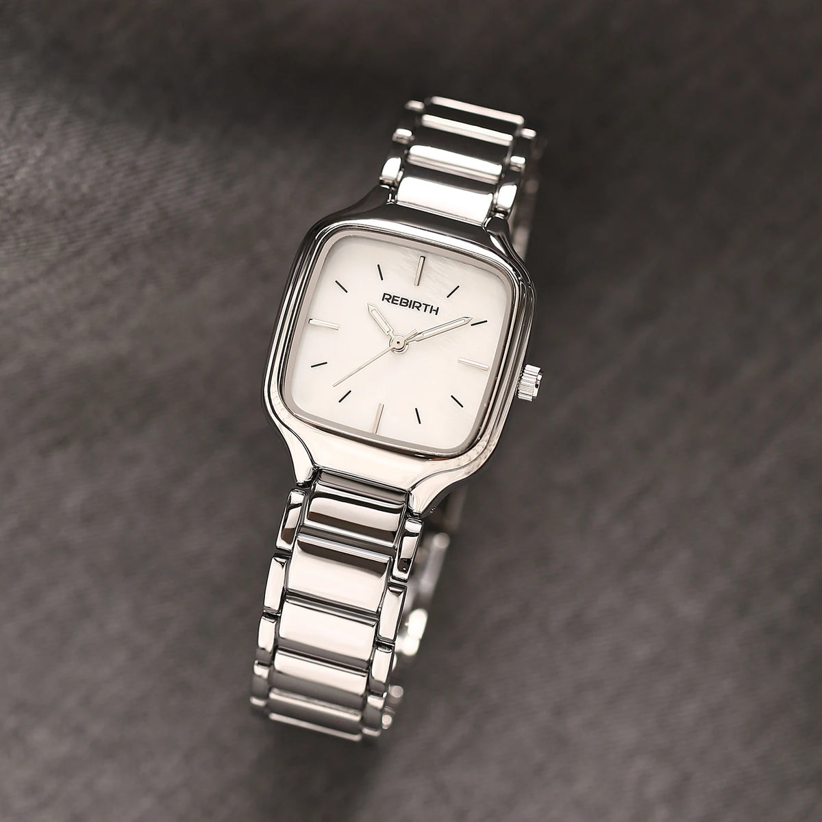REBIRTH Square Quartz Watch | Stainless Steel, Minimalist Square Quartz Watch Nixie