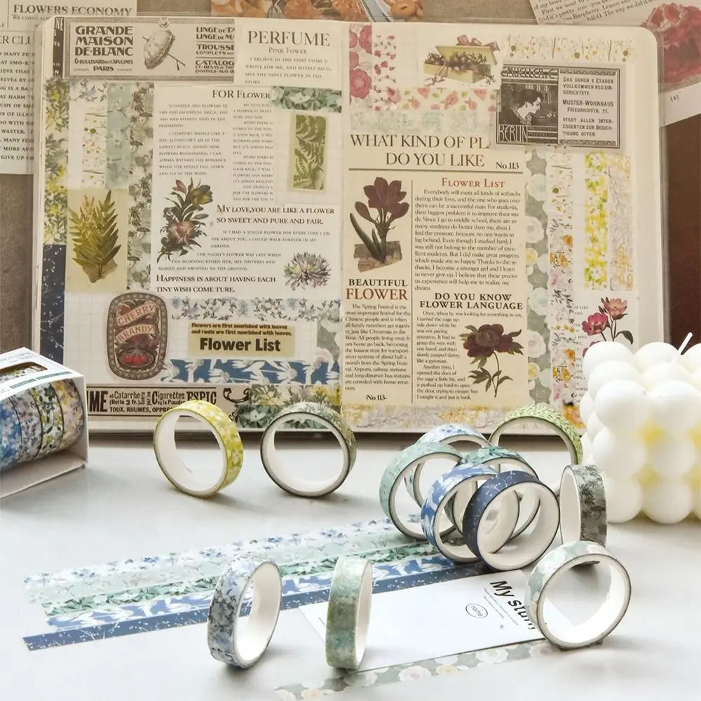 5-Roll Spring Flower Washi Tape Set – Multicolor DIY Scrapbooking