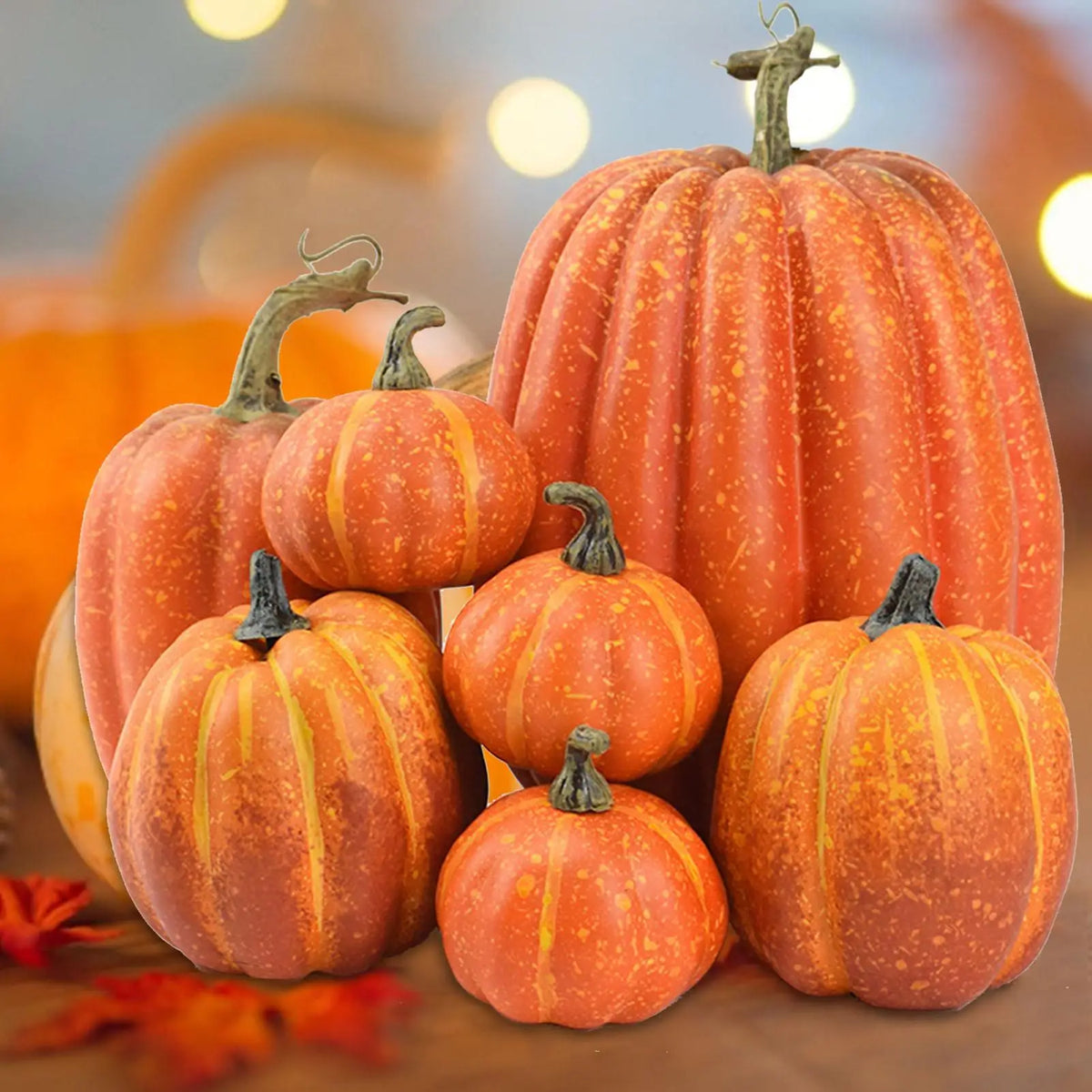 7-Piece Foam Pumpkin Set – Fall Halloween & Autumn Harvest Decor Artificial Pumpkin Set Nixie
