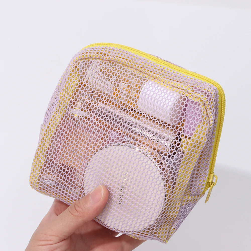 Large Candy Color Cosmetic Bag – Mesh Toiletry Organizer Cosmetic Bag Nixie