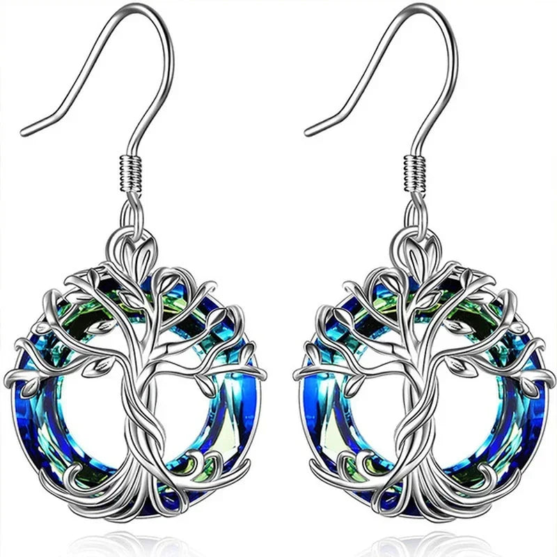 Celtic Tree of Life Crystal Drop Earrings – Gift for Women Crystal Drop Earrings Nixie