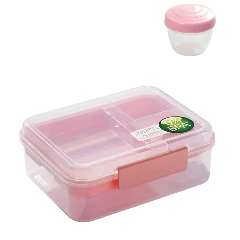 Portable Divided Lunch Box – Salad & Meal Container Divided Lunch Box Nixie Large Pink