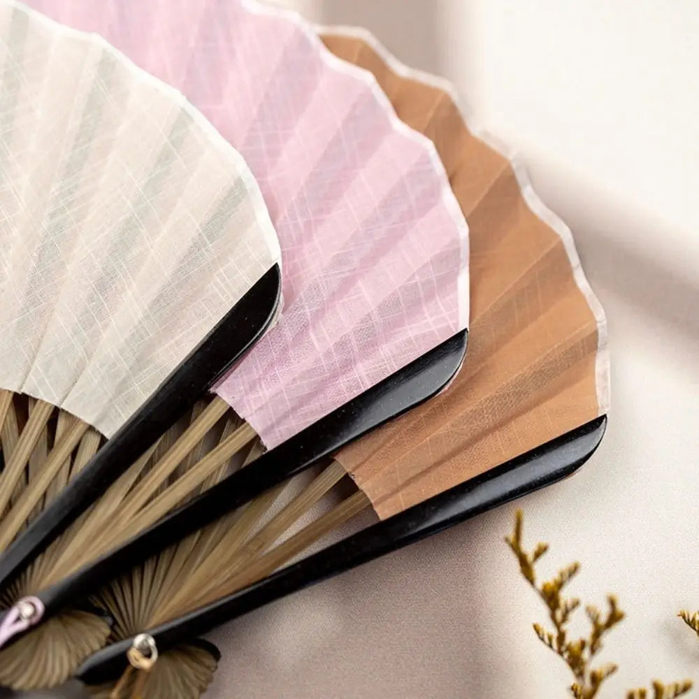 Japanese Folding Hand Fan – Bamboo & Cotton Linen | Nixie Folding Hand Fan Nixie