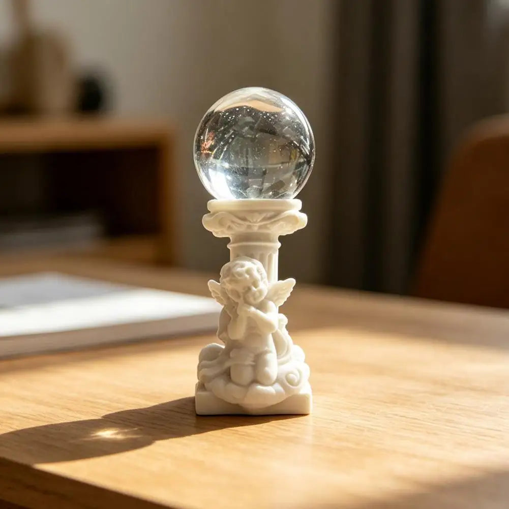 Crystal Ball Stand Resin Ornament – Roman Column Angel Base Decorative Display Stand Nixie