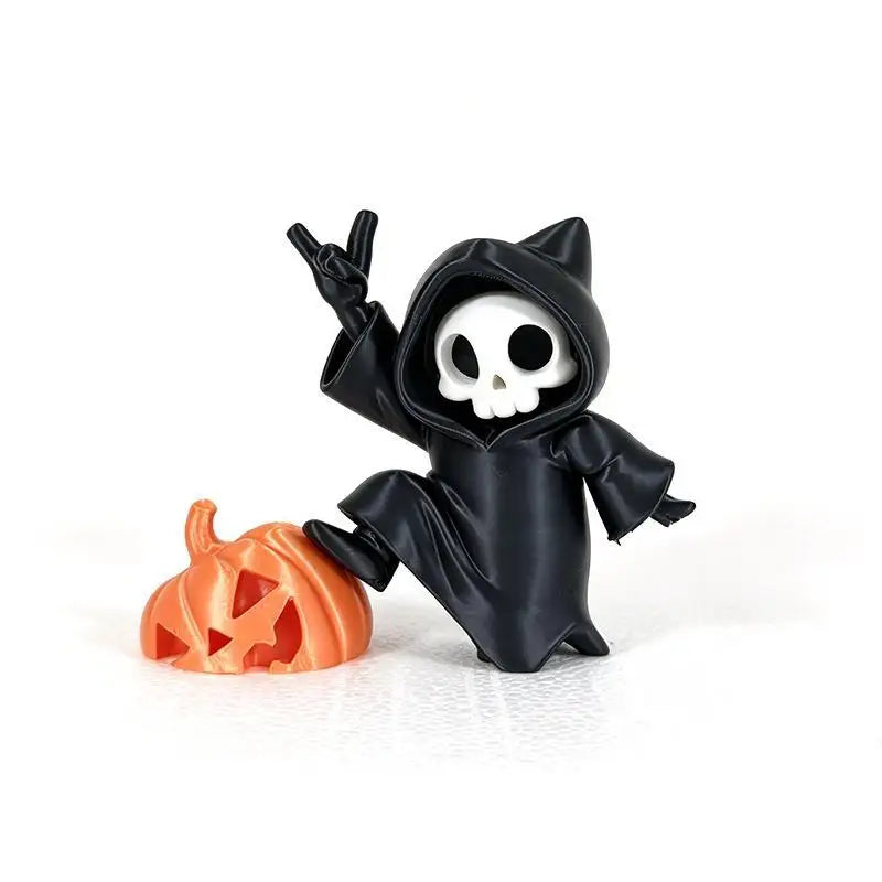 Halloween Skeleton Grim Reaper Figurine with Pumpkin | 3D Print