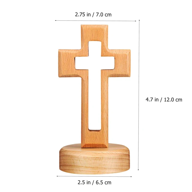 Handcrafted Wooden Jesus Crucifix Standing Cross Decor Religious Wood Decor Nixie