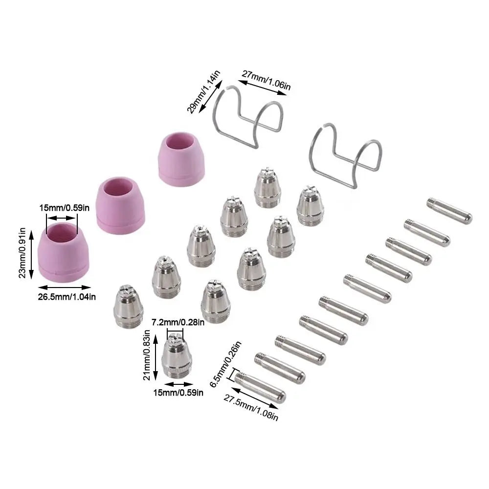 25pc Plasma Cutter Consumables Kit – Electrodes & Nozzles