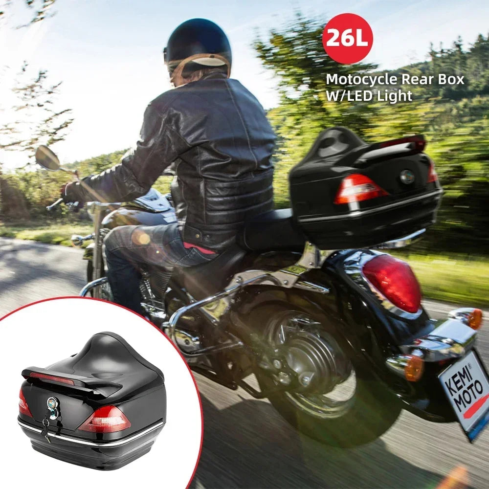 KEMITOUR 26L 48L Motorcycle Top Box ABS Hard Tail Trunk Case Motorcycle Top Box Nixie