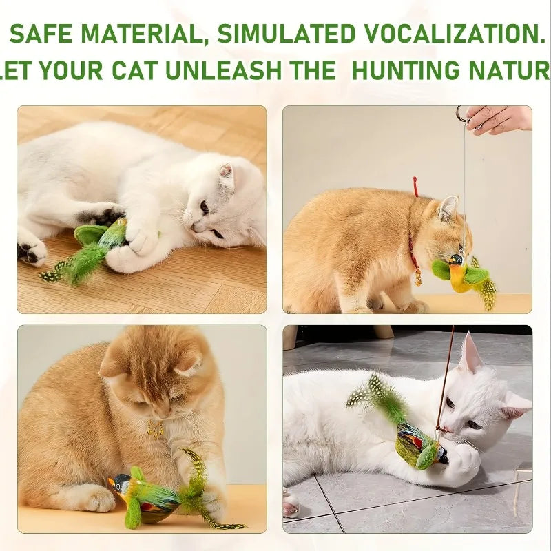 Cat Bird Sound Teaser Toy with Elastic Rope | Nixie Interactive Cat Toy Nixie