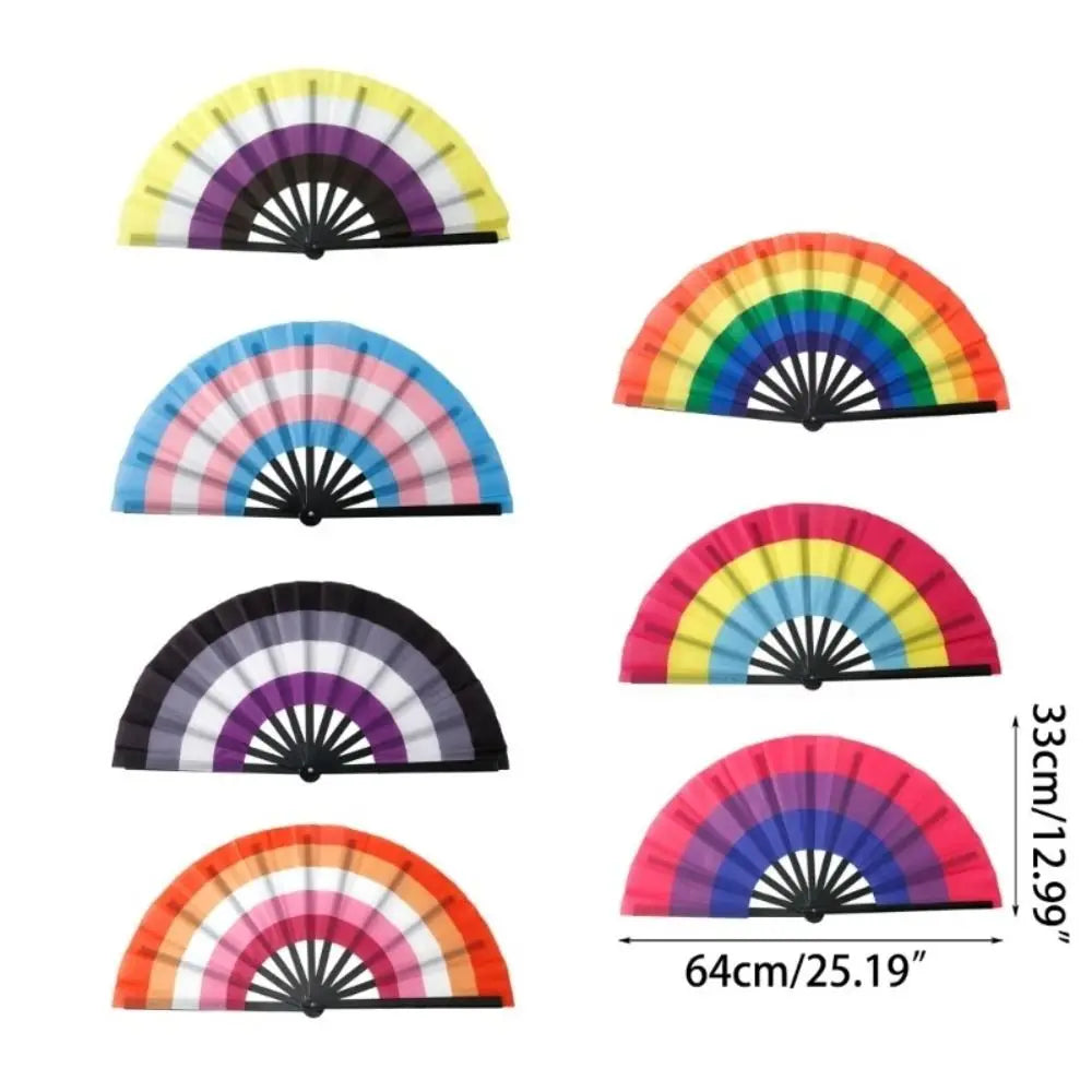 Colourful Folding Kung Fu Fan 33cm – Rainbow Performance Prop Folding Performance Fan Nixie