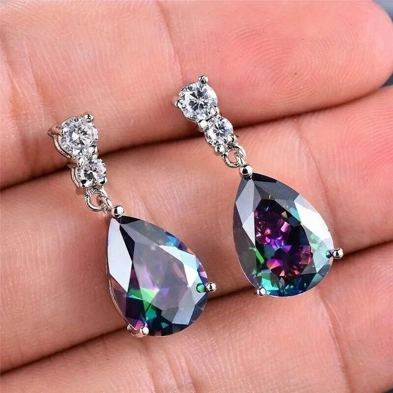 10 Pairs Multicolor CZ Teardrop Dangle Earrings for Women Dangle Earring Set Nixie