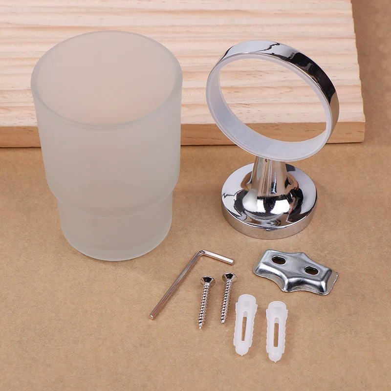 Wall-Mounted Toothbrush Holder Glass Cup – Modern Bathroom