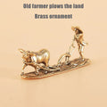 Antique Brass Tea Pet Figurine – Farmer & Cow Collectible Brass Figurine Nixie Default Title