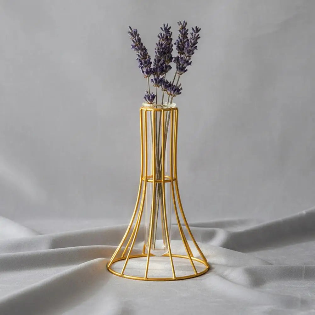 Glass Vase with Wrought Iron Stand | Modern Nordic Home Decor Decorative Glass Vase Nixie
