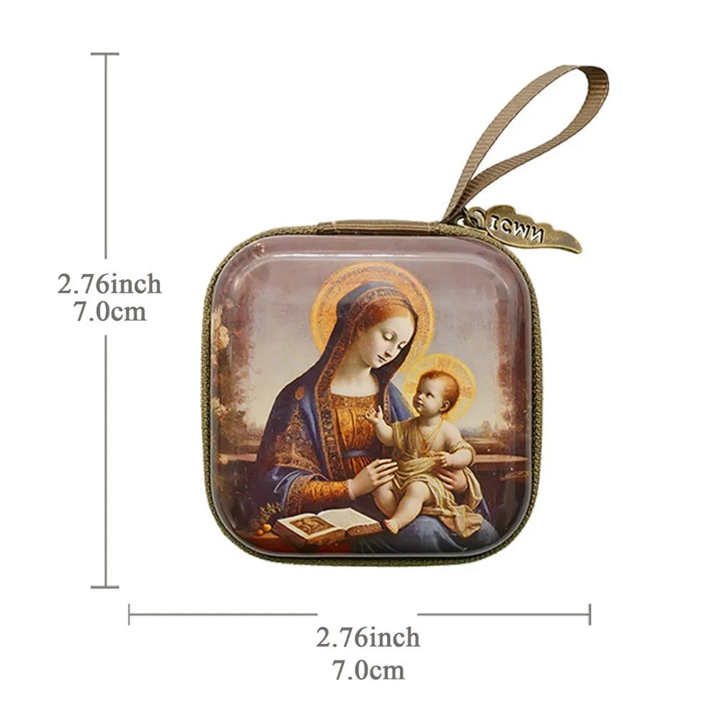Virgin Mary Rosary Storage Bag – Zippered Christian Gift Box