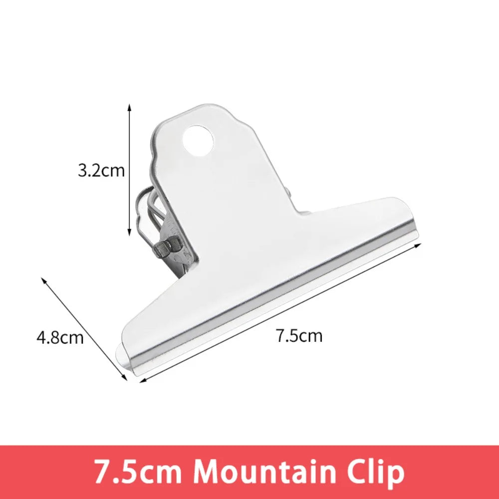Stainless Steel Binder Clips – Multi-Size Round Flat Mountain Head Metal Binder Clips Nixie 7.5cm Mountain