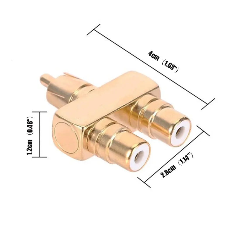 24K Gold Plated RCA Splitter 1 Male to 2 Female Audio Adapter RCA Audio Adapter Nixie onesize