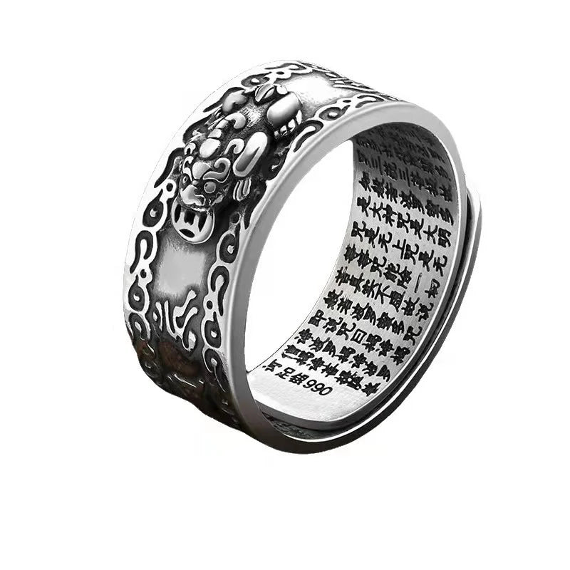 Vintage Pixiu Feng Shui Statement Ring – Men's Silver Ring