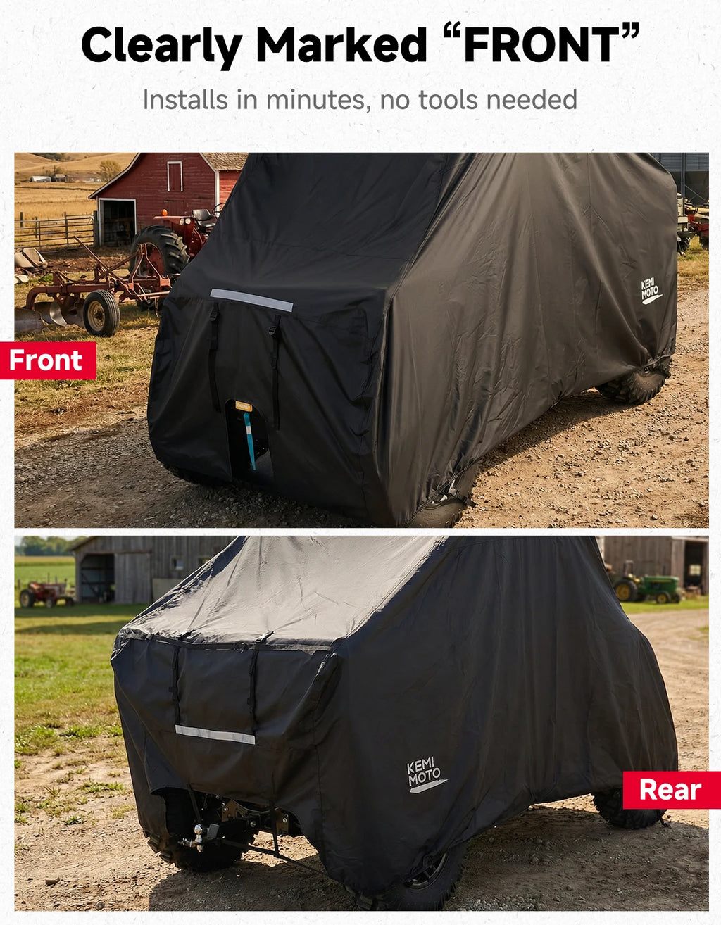 KEMIMOTO 2-Seat UTV Cover 600D Waterproof Trailerable Windproof UTV Trailerable Cover Nixie
