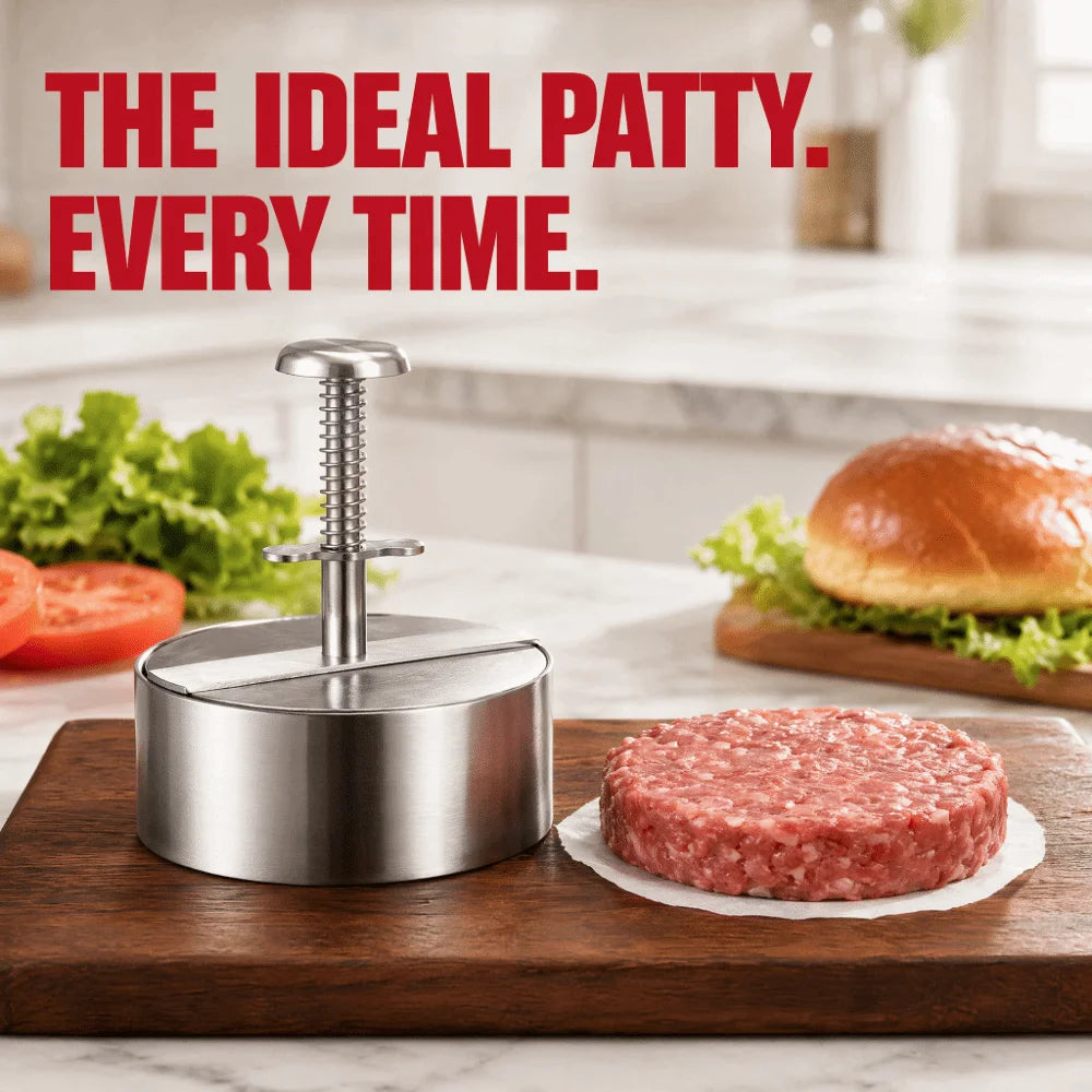 Stainless Steel Burger Press – 8/10/12 cm Non-Stick Patty Mold