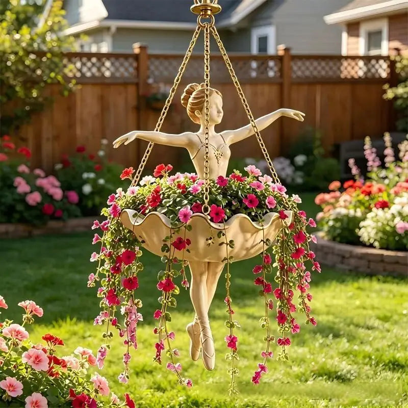 Ballet Dancer Resin Hanging Planter | UV Resistant Wall Flower Pot Hanging Planter Nixie