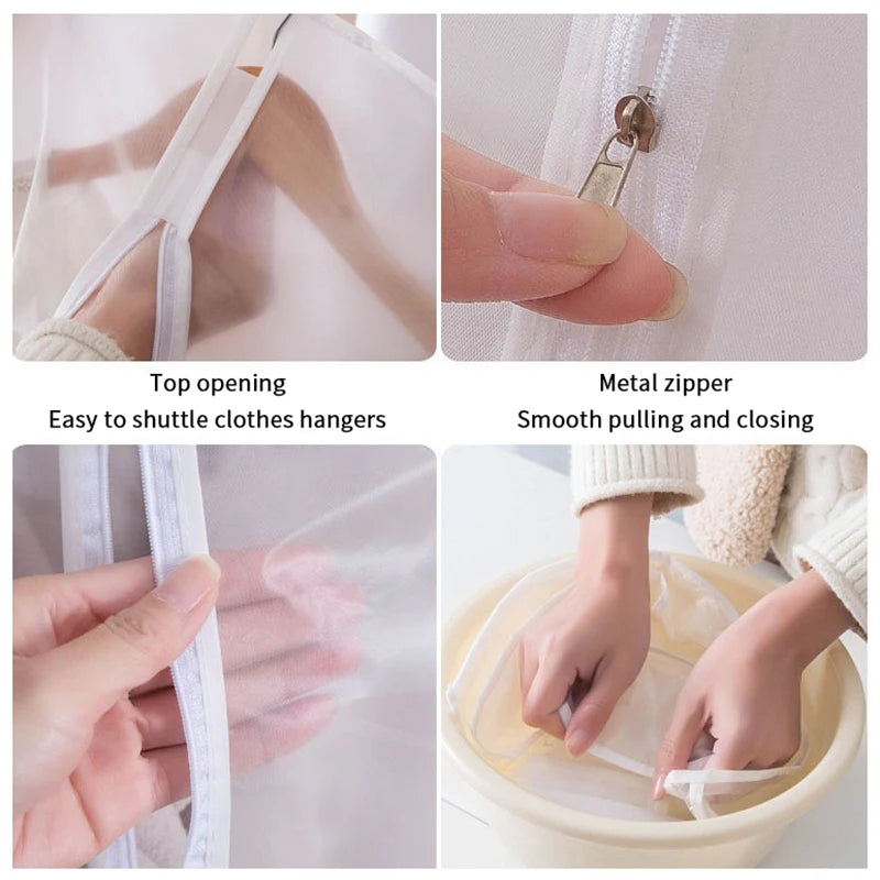 Transparent Hanging Garment Dust Cover Bag with Zipper Garment Dust Cover Nixie