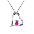 Owl Heart Pendant Necklace – Rose Red Simulated Opal Gift Pendant Necklace Nixie Pink