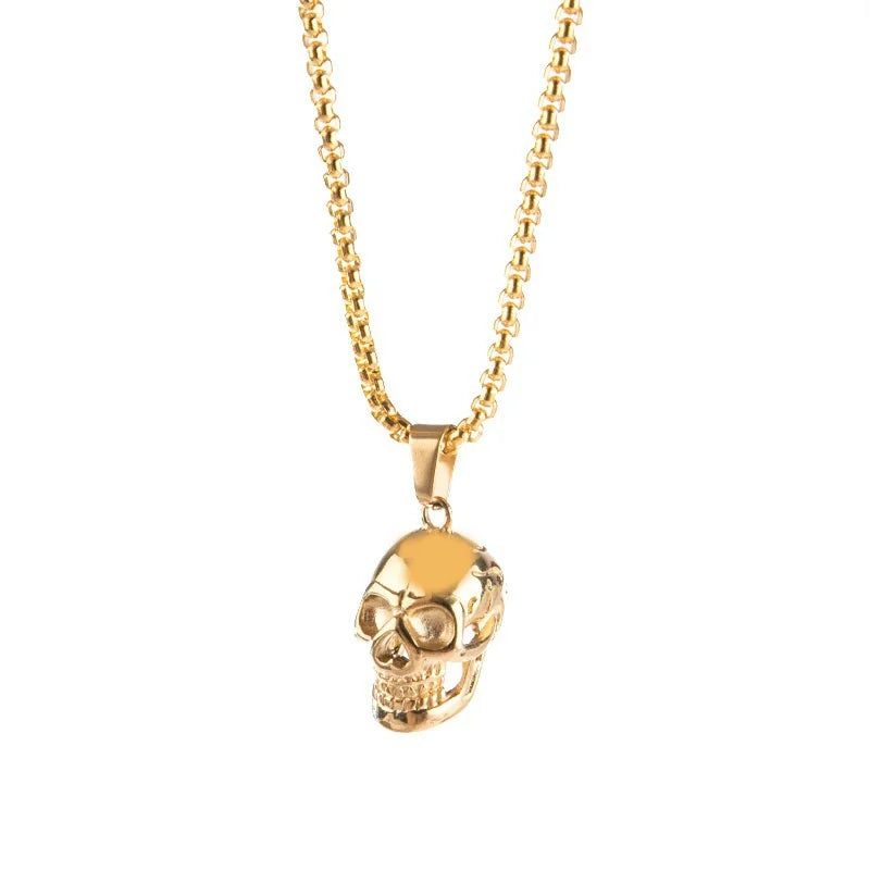 Punk Skull Pendant Necklace | Gold Silver Black Hip-Hop Chain Pendant Necklace Nixie Gold