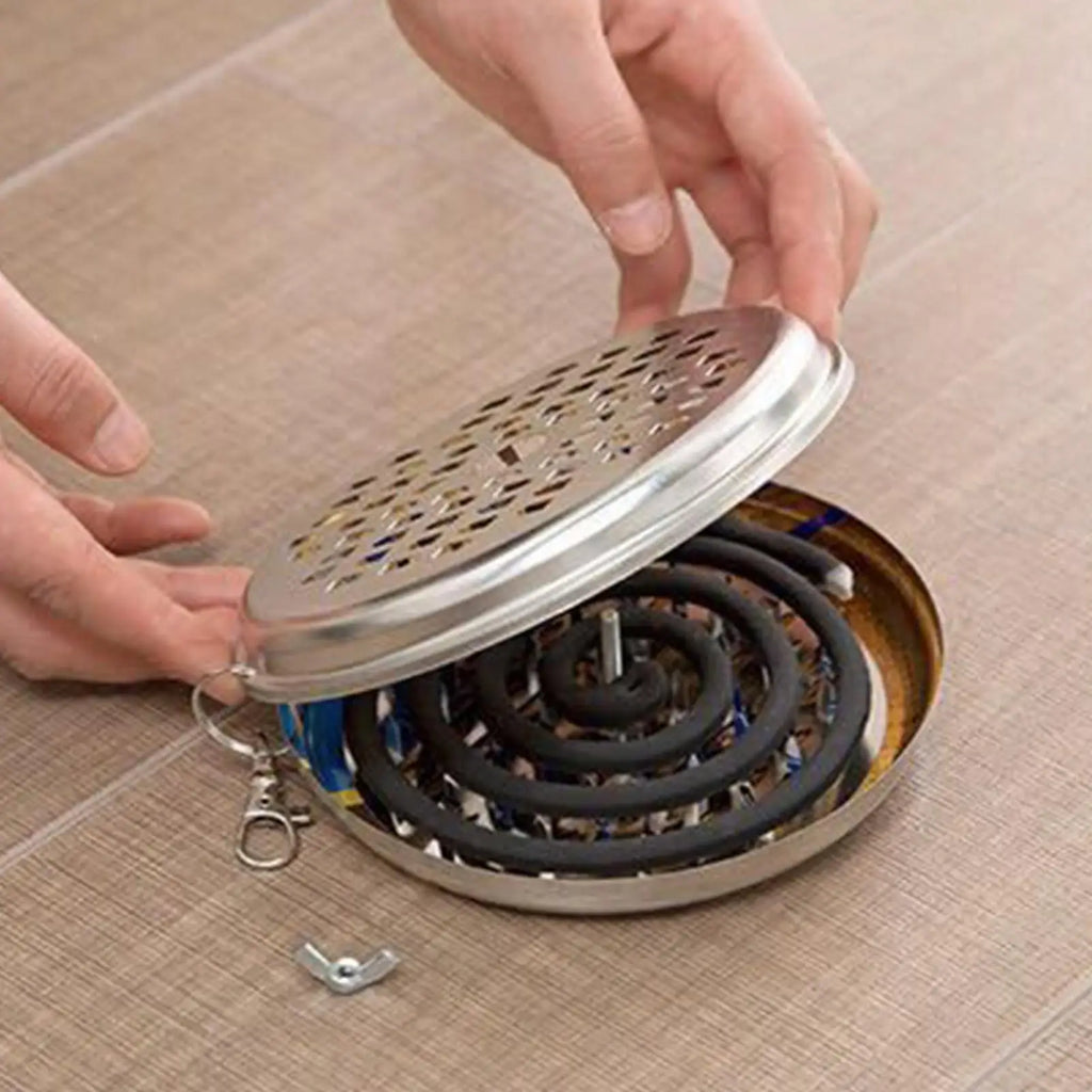 Portable Mosquito Coil Holder Stainless Steel Windproof Cover Mosquito Coil Holder Nixie