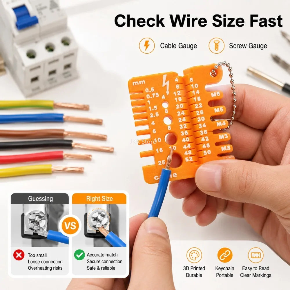 Double Sided Wire Gauge Screw Measuring Tool & Thickness Ruler