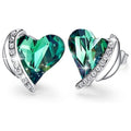 Rainbow Heart Stud Earrings – Austrian Crystal Gift for Women Crystal Stud Earrings Nixie Silver Green