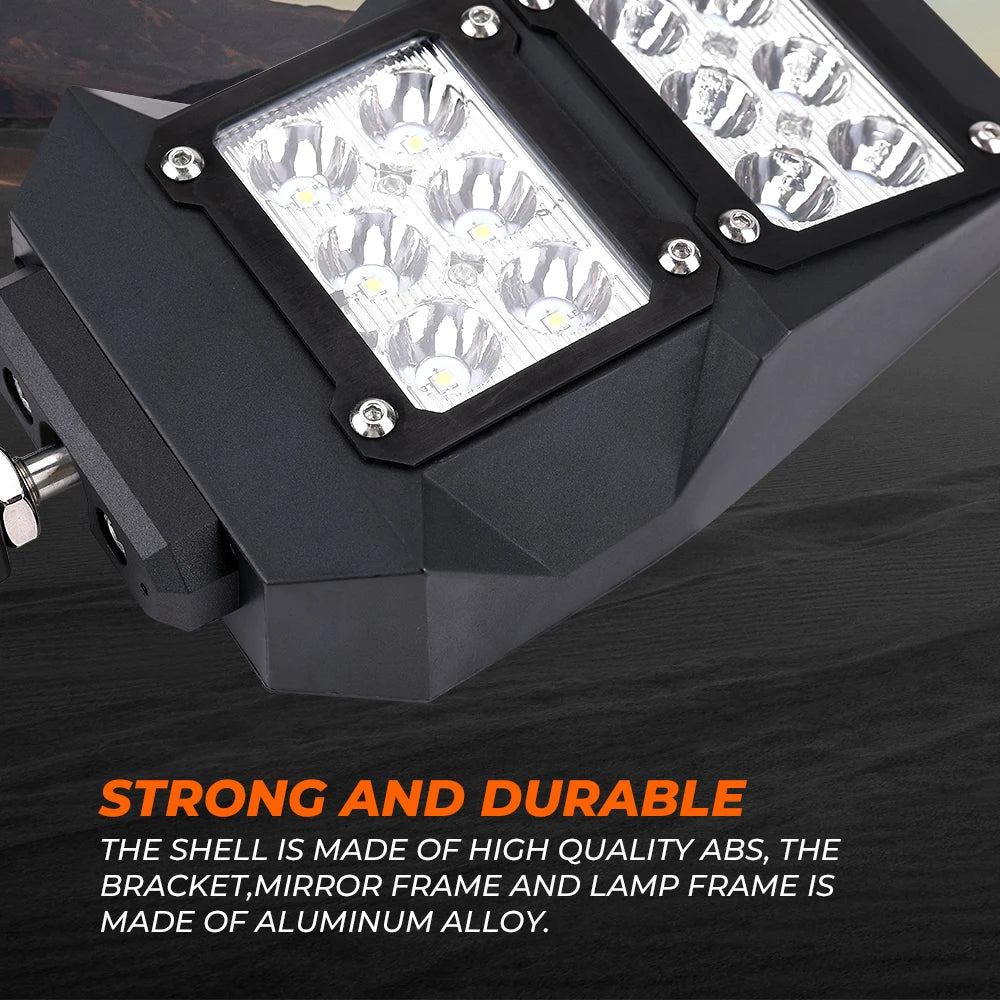 KEMIMOTO UTV Side Mirrors with LED Light – 1.75 to 2in Roll Bars UTV Side Mirrors Nixie