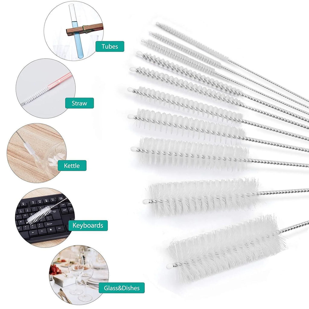 10-Piece Bottle Brush Set – Stainless Steel Tube Cleaners