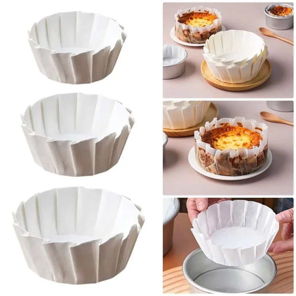 50Pcs Disposable Oilproof Cupcake Liners 4/6/8 Inch Cake Wraps