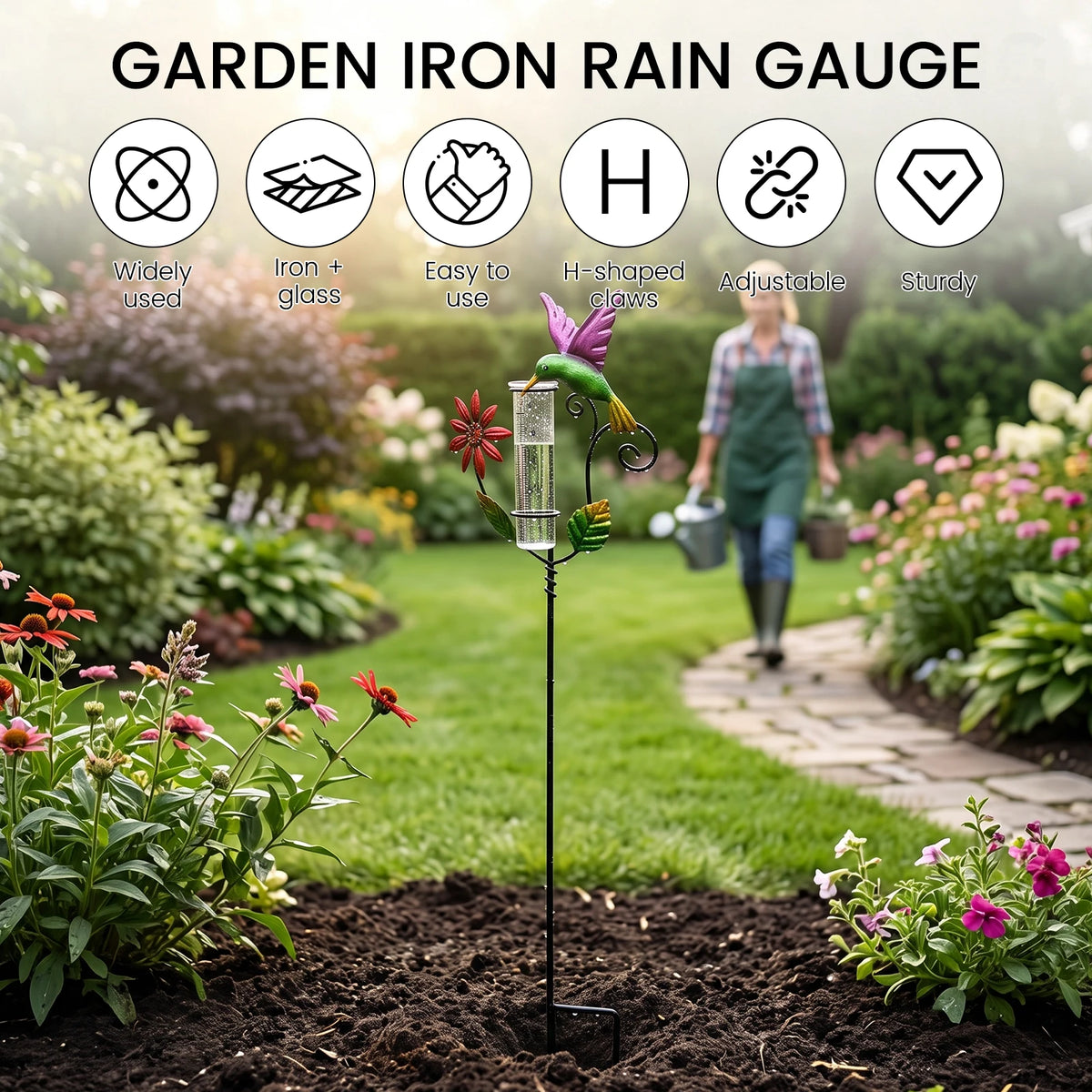 Hummingbird Decorative Rain Gauge – Freeze-Proof Glass Tube Decorative Rain Gauge Nixie