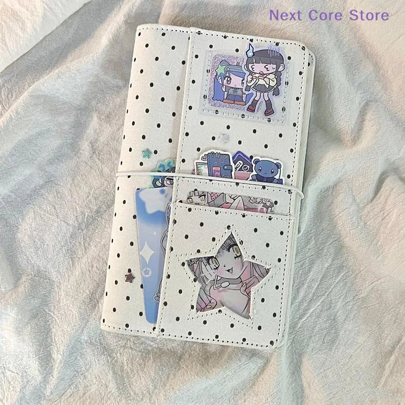 A6 Polka Dot Denim Binder Notebook – 6-Ring Loose Leaf Planner Binder Notebook Planner Nixie