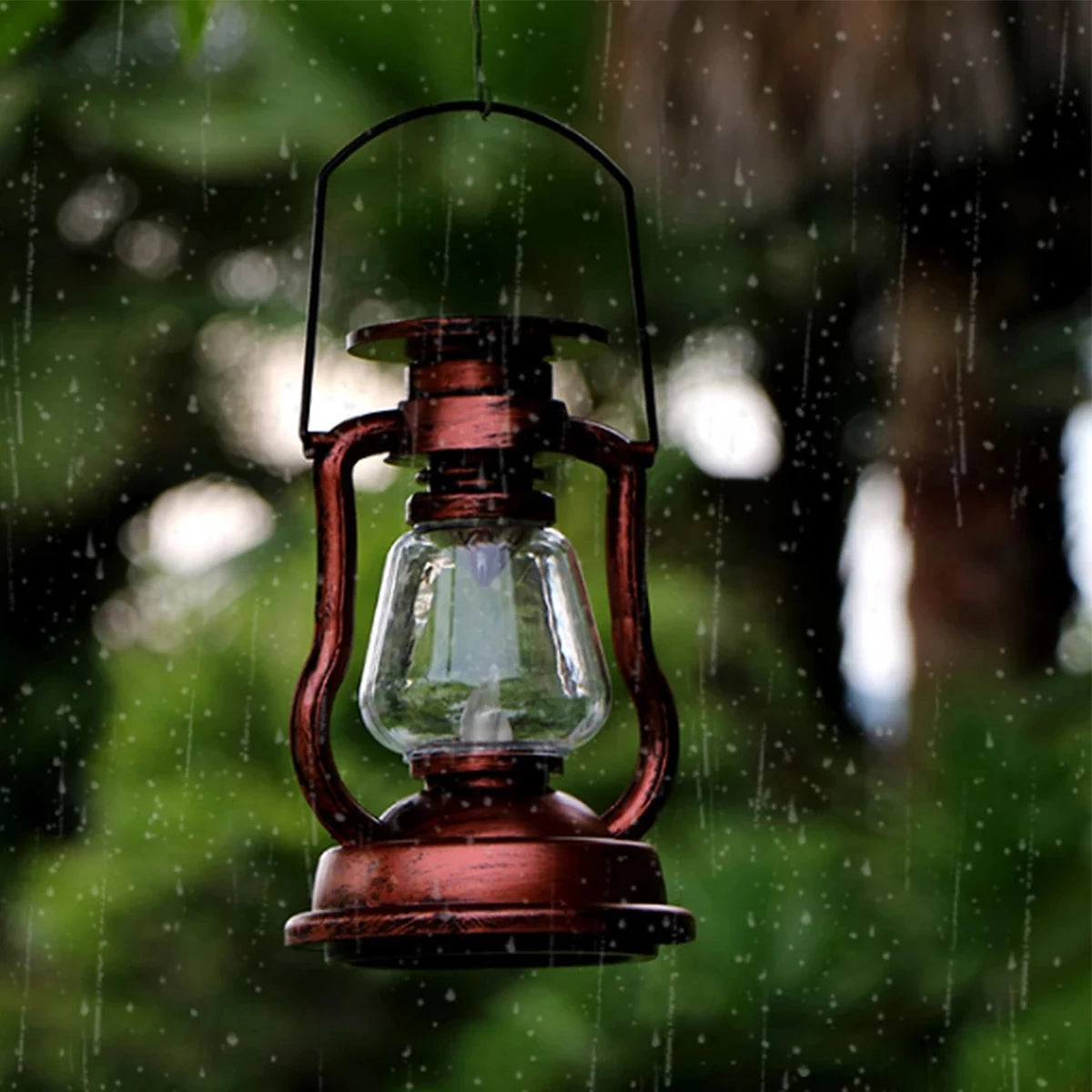 Retro Solar LED Hanging Lantern | Flickering Flameless Outdoor Light Solar Outdoor Lantern Nixie