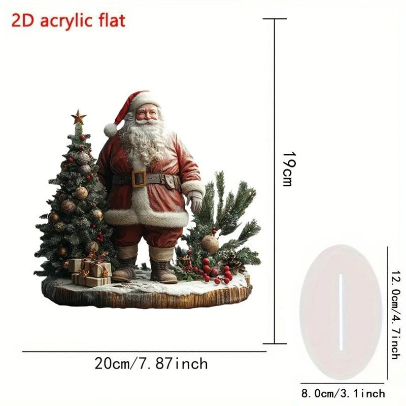 Christmas Santa Sleigh Reindeer Acrylic Tabletop Ornament