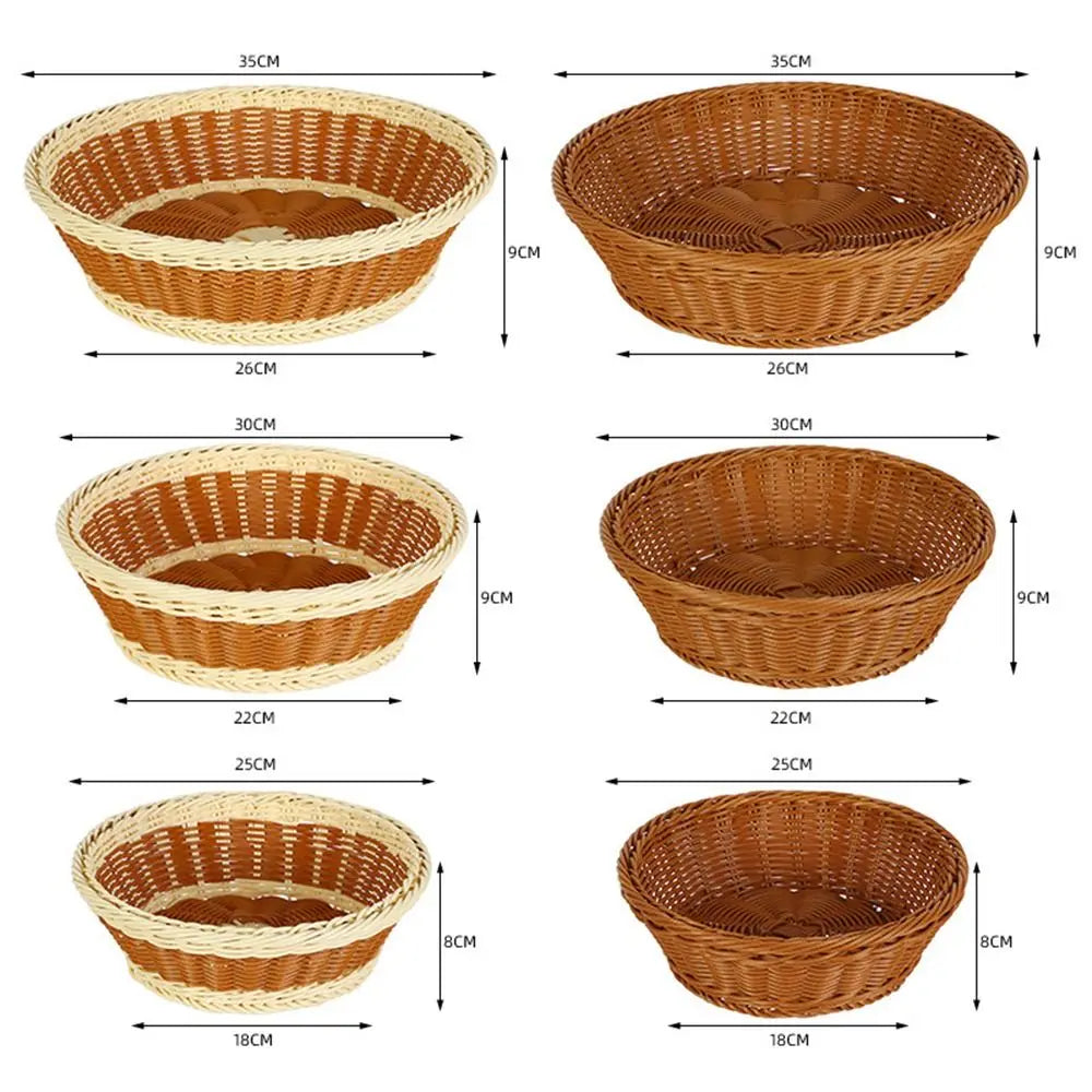 Hand-Woven Imitation Rattan Round Storage Basket – Multipurpose Wicker Storage Basket Nixie