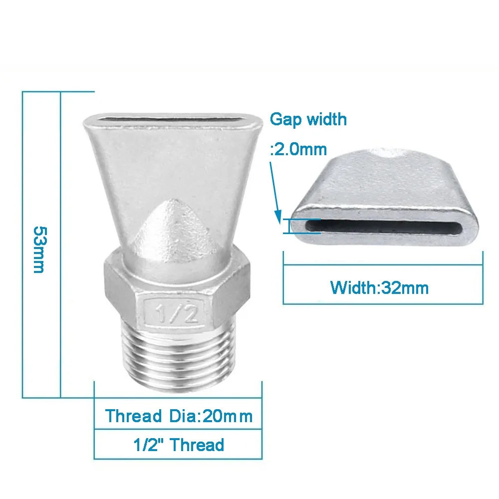 304 Stainless Steel Duckbill Air Knife Nozzle | High-Temp Industrial Spray Nozzle Nixie Gap 2.0mm-1-2 inch