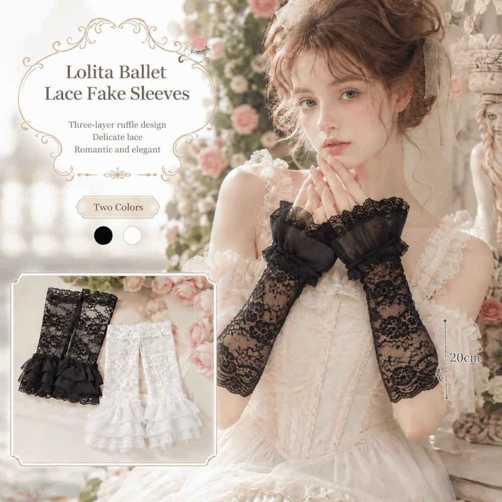 Ruched Detachable Flared Cuffs – Lolita Ballet Wrist Sleeves Detachable Wrist Cuffs Nixie