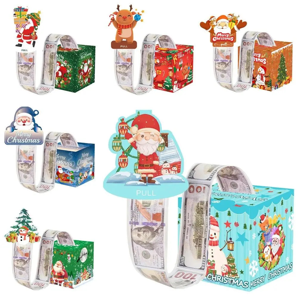 Christmas Pull-Out Money Box with 50 Transparent Bags – Surprise Gift Surprise Gift Box Nixie