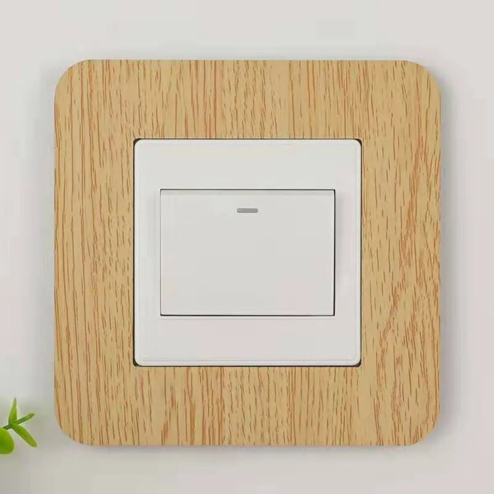 Light Switch Protective Cover – Dustproof No-Drill Wall Panel Switch Protective Cover Nixie Wood Grain Color B 1Pc