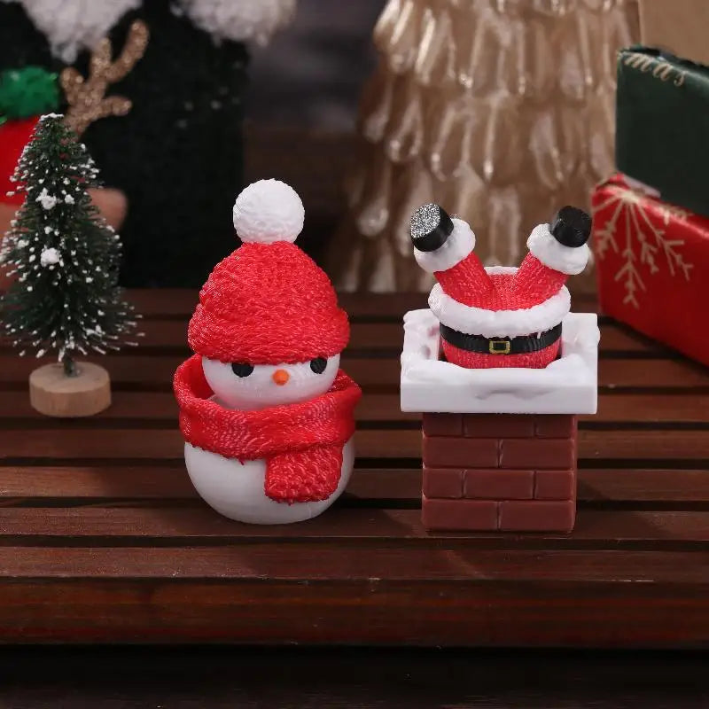 3D Santa Claus Chimney Clicker Toy Christmas Desk Ornament