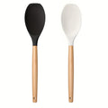 2pcs Silicone Spatula Spoons with Wooden Handle | Non-Stick Silicone Kitchen Utensils Nixie Light Grey