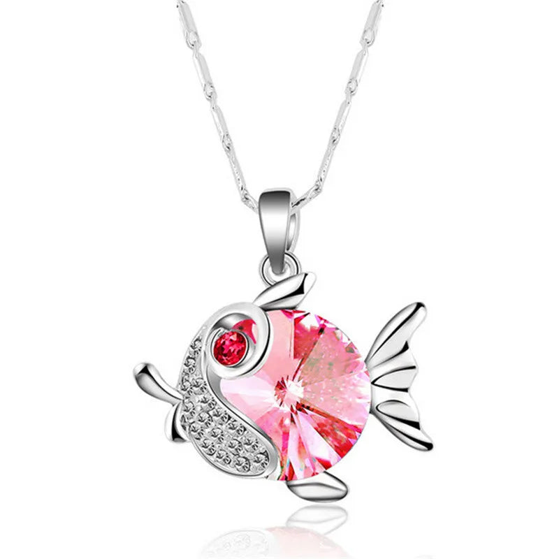 Crystal Zircon Fish Pendant Necklace | Women's Fashion Jewelry Pendant Necklace Nixie