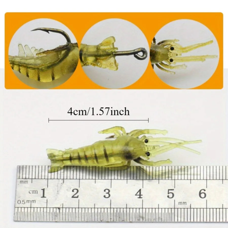 10pcs Luminous Soft Shrimp Lure – Silicone Prawn Sea Fishing Bait Soft Fishing Lure Nixie